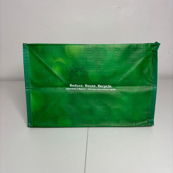 Wegmans — Green Christmas Love Holiday Heart Reusable Grocery Tote Gift Bag NWT! - Picture 4 of 6
